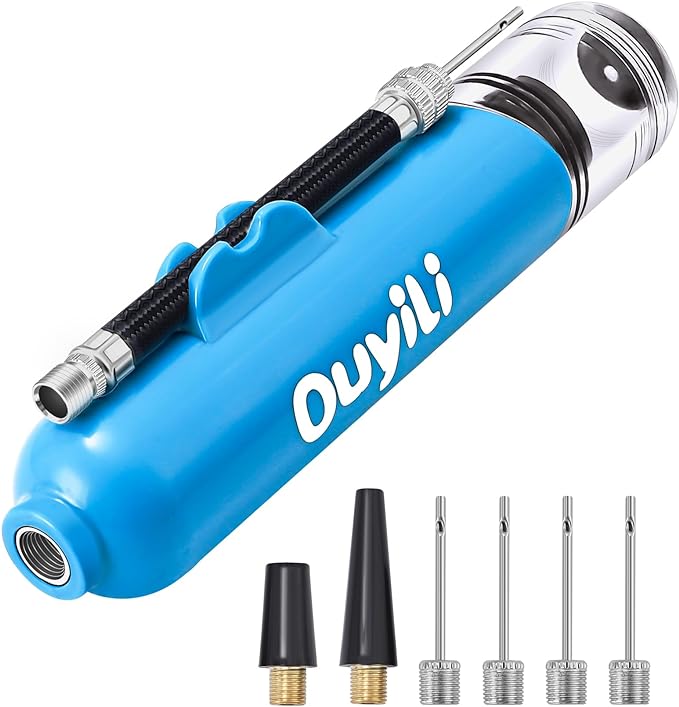 Ouyili Portable Dual Action Sports Ball Pump Kit Blue