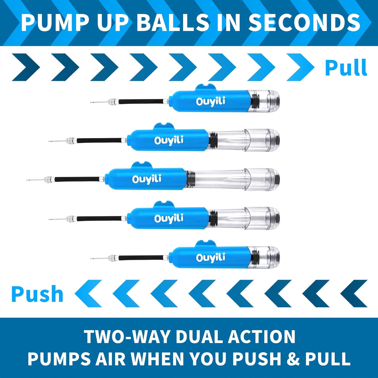 Ouyili Portable Dual Action Sports Ball Pump Kit Blue