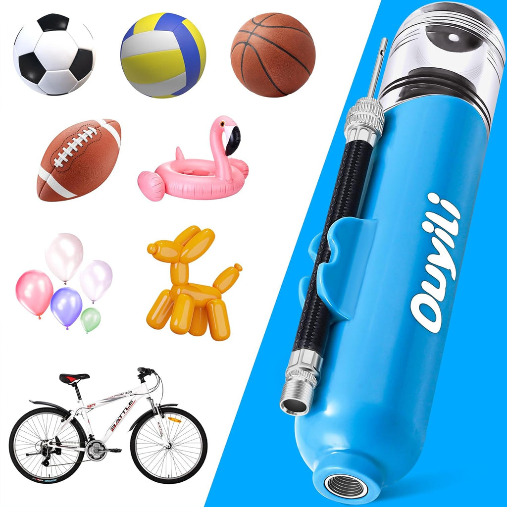 Ouyili Portable Dual Action Sports Ball Pump Kit Blue