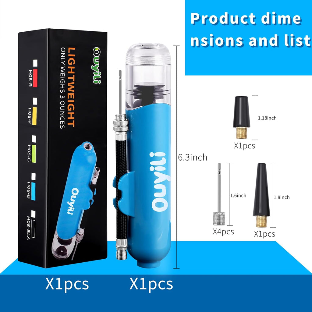 Ouyili Portable Dual Action Sports Ball Pump Kit Blue