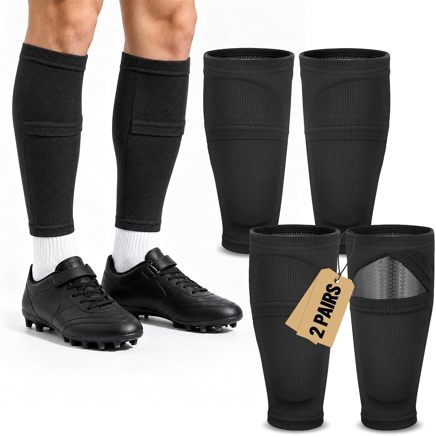 Mirchro Kids Soccer Shin Guard Sleeves Youth Compression Holders