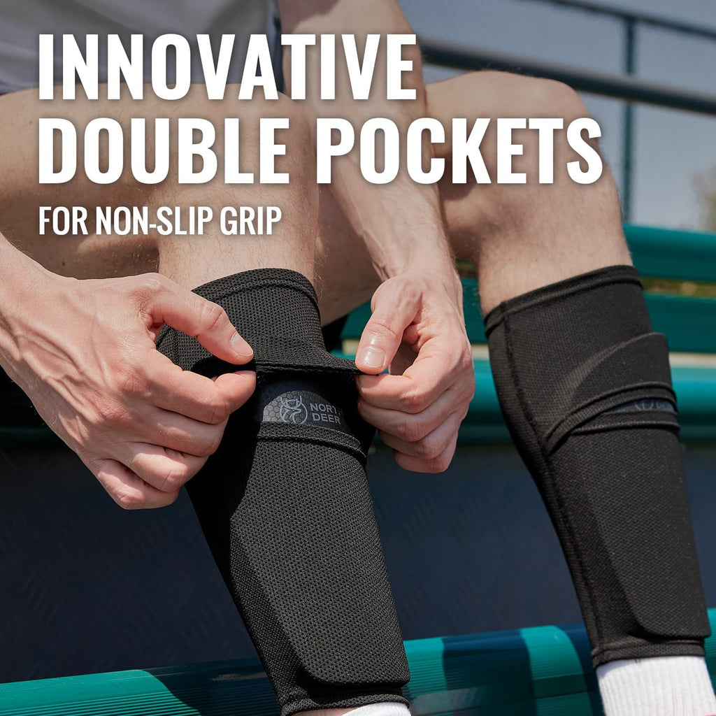 Northdeer Soccer Shin Guards with Sleeves Optimized Insert Pocket