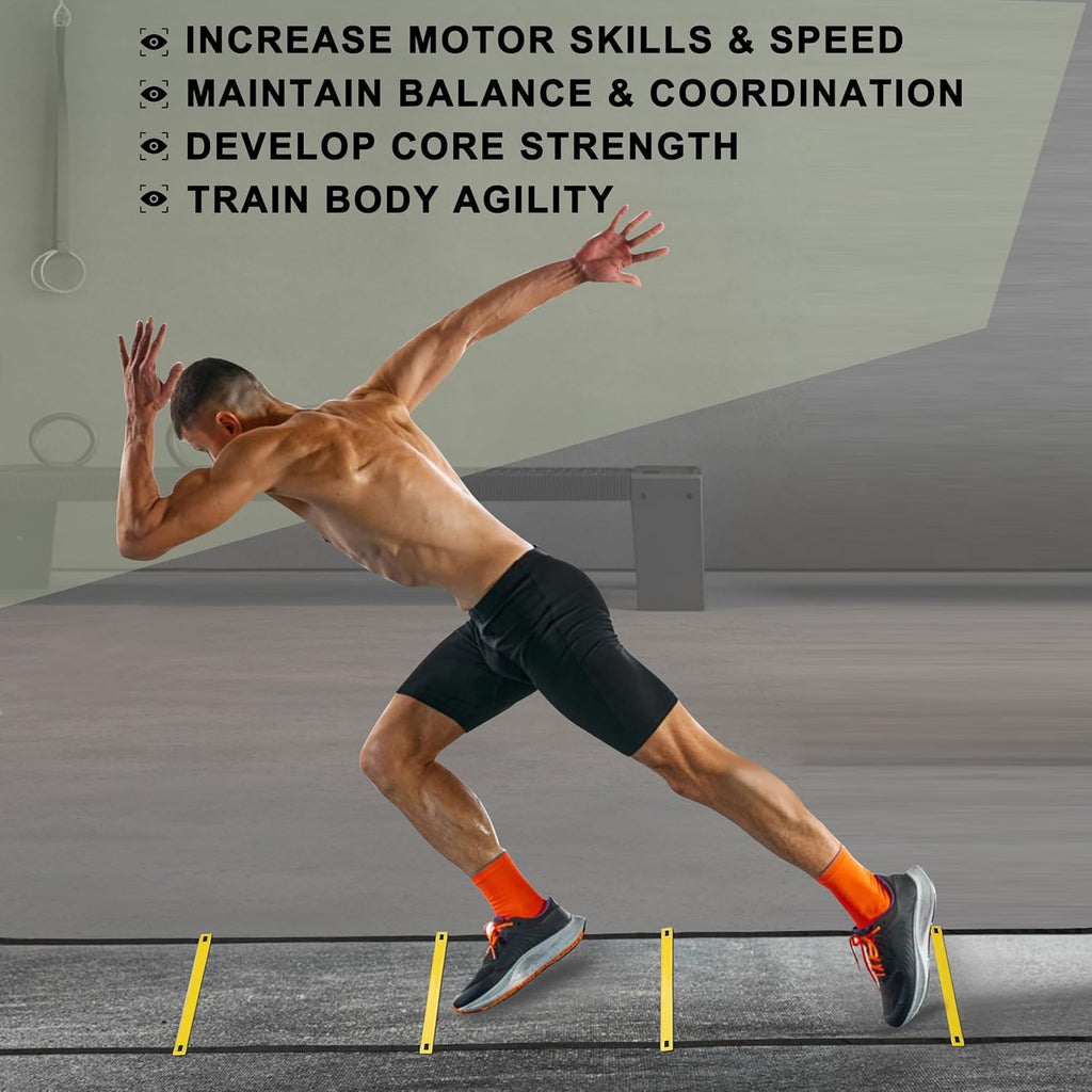 NKJIH 20ft Adjustable Agility Speed Ladder Training Equipment