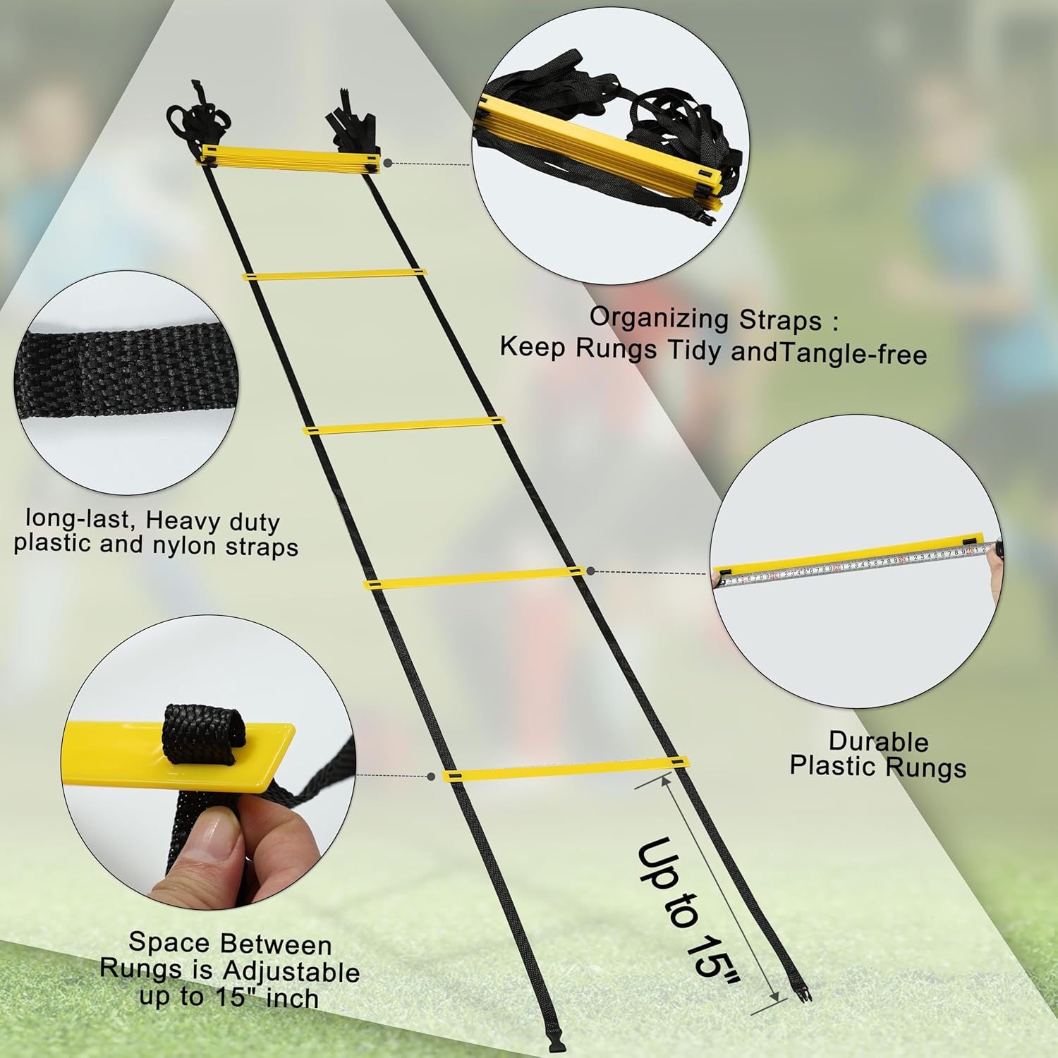 NKJIH 20ft Adjustable Agility Speed Ladder Training Equipment