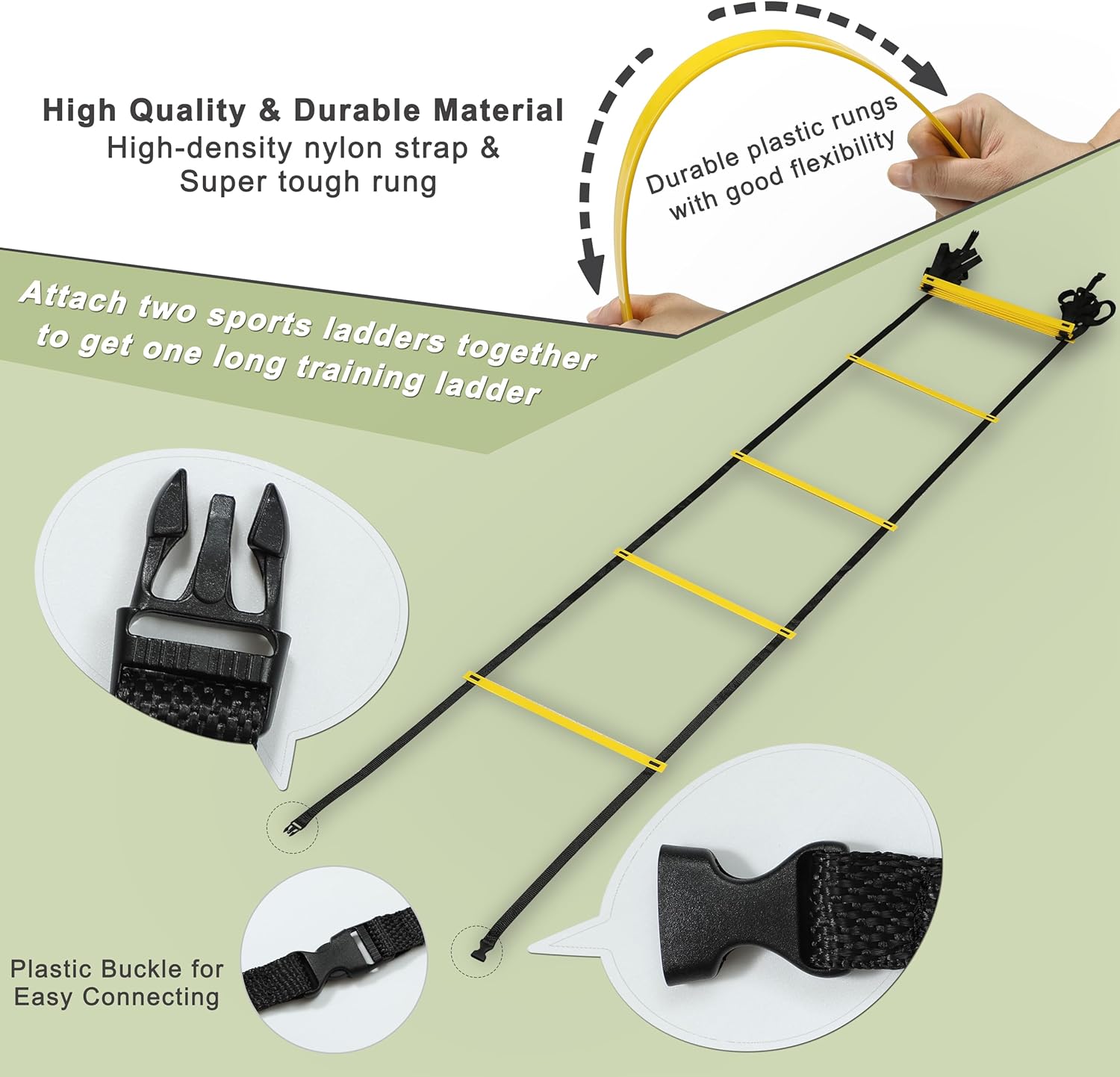 NKJIH 20ft Adjustable Agility Speed Ladder Training Equipment