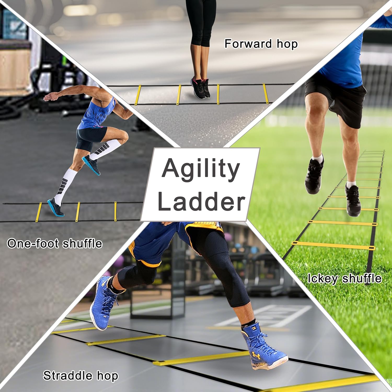 NKJIH 20ft Adjustable Agility Speed Ladder Training Equipment
