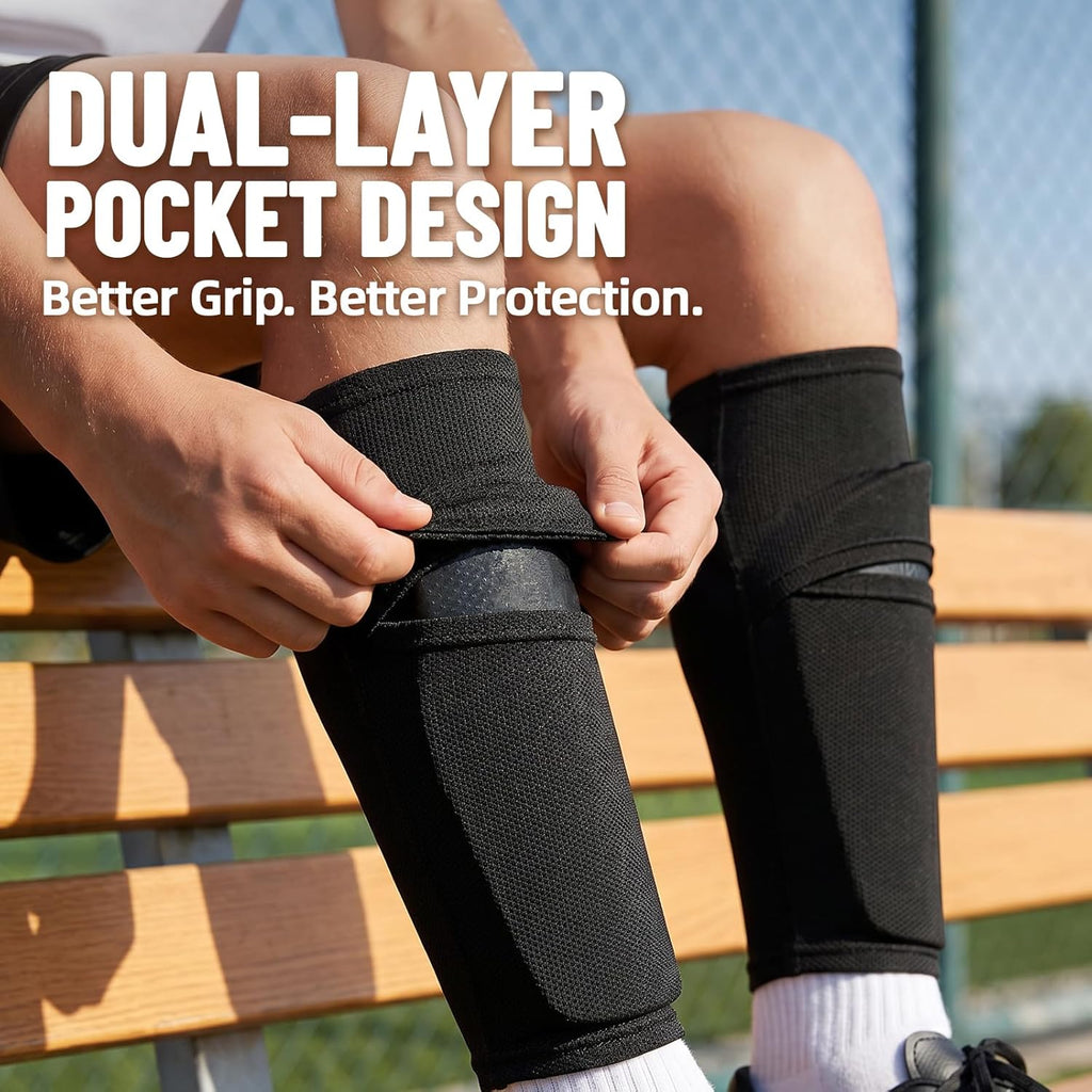 Mirchro Kids Soccer Shin Guard Sleeves Youth Compression Holders